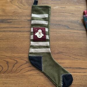 Green and Black Striped Christmas Stocking